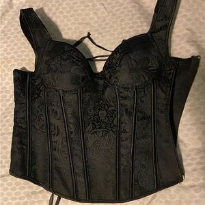 black lacey cute corset small thin ribbon lace